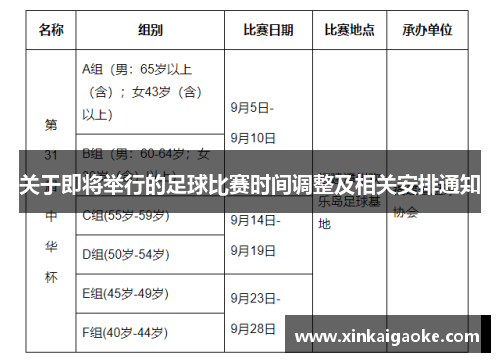 关于即将举行的足球比赛时间调整及相关安排通知